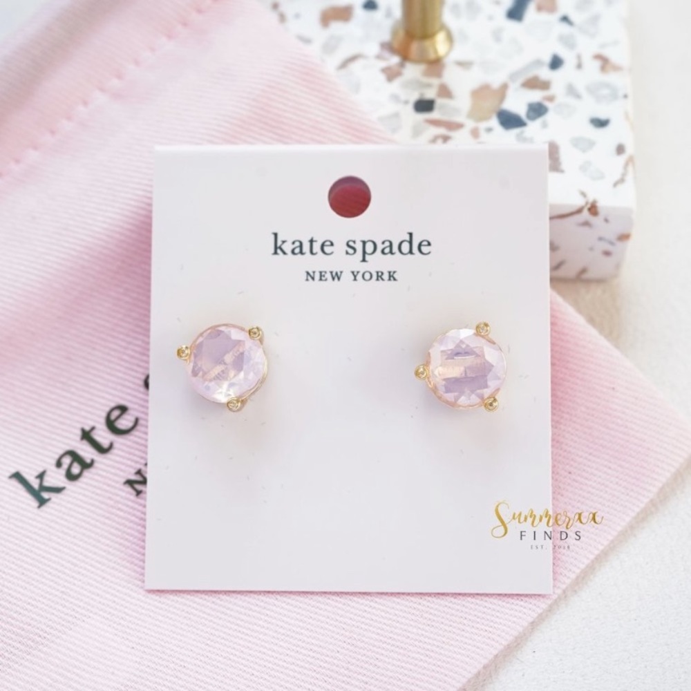 Kate Spade Rise and Shine Crystal Stud Earrings Gold/ Pink Opal